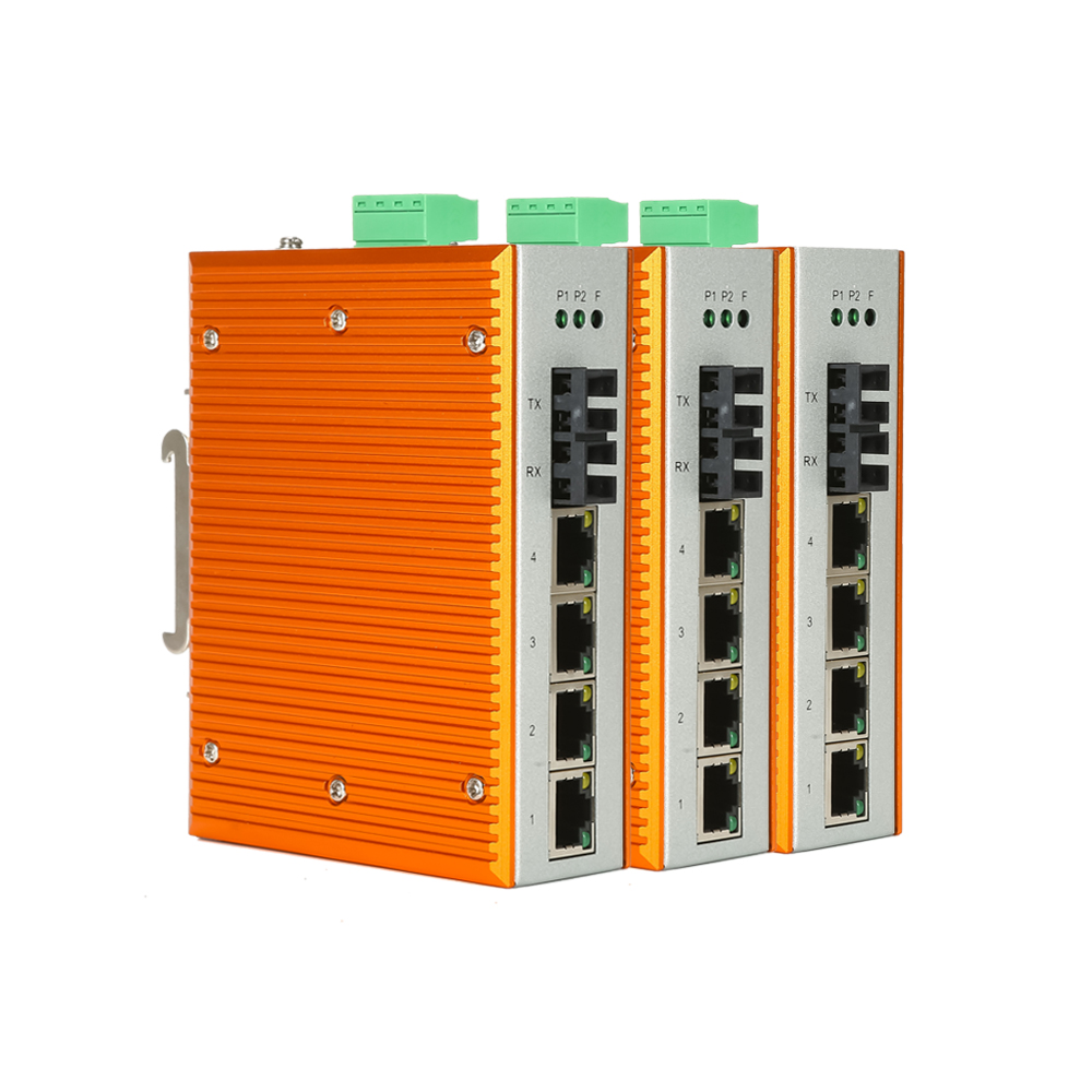 工业级百兆1光4电交直流110/220V光纤收发器