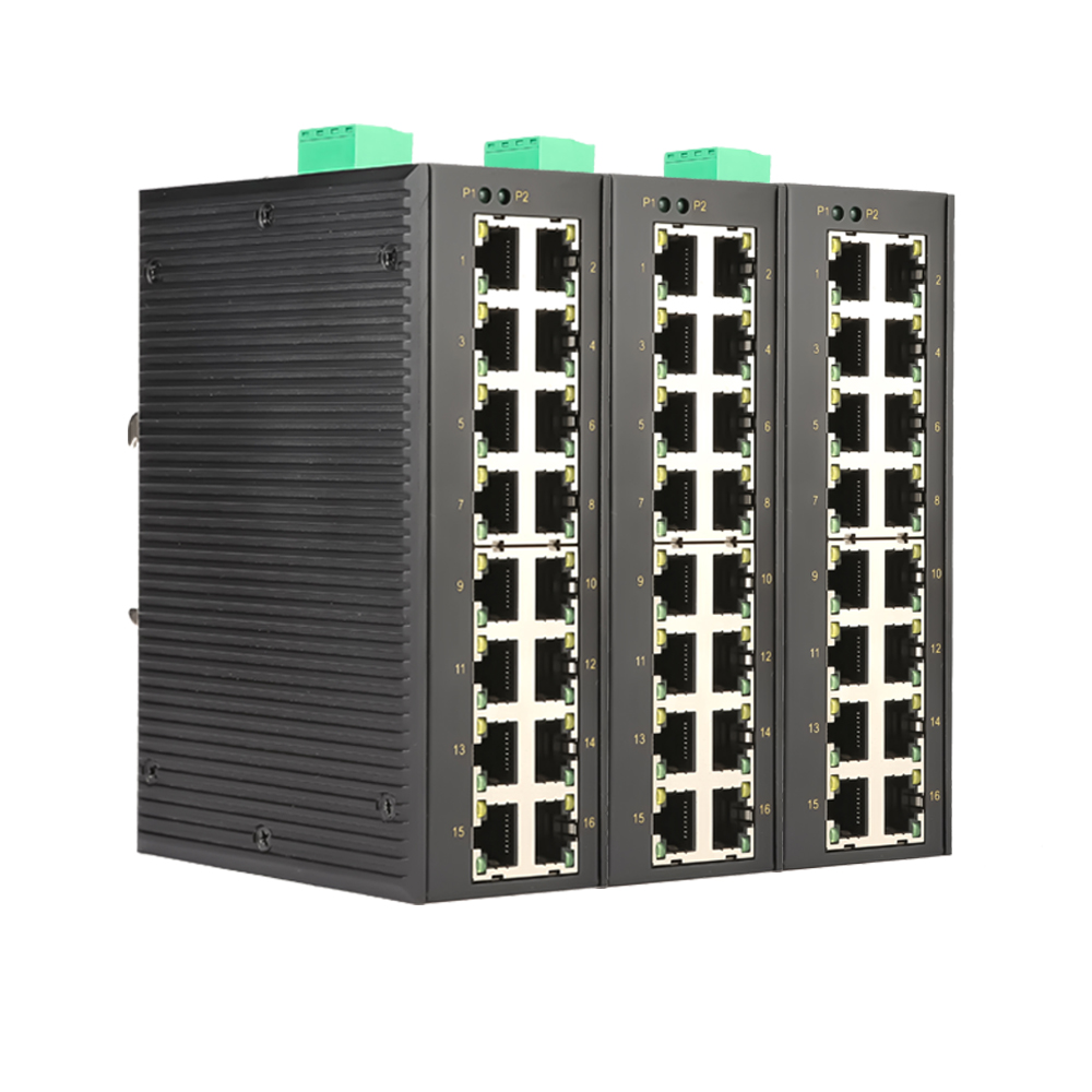 百兆16口导轨式工业以太网交换机