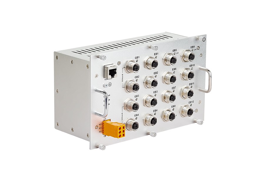 工业级二层网管型4千兆+12口百兆POE车载M12航插交换机